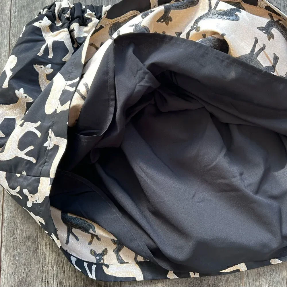 NWT Gymboree Girls Metallic Jacquard Deer Skirt Black Gold Holiday Girls XL 14